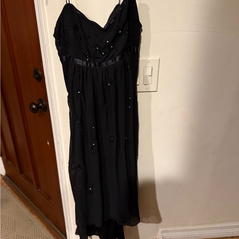 Metaphor Black Strapless Beaded Evening Dress
